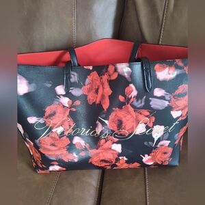 Victoria Secret Red, Black Rose Tote Bag